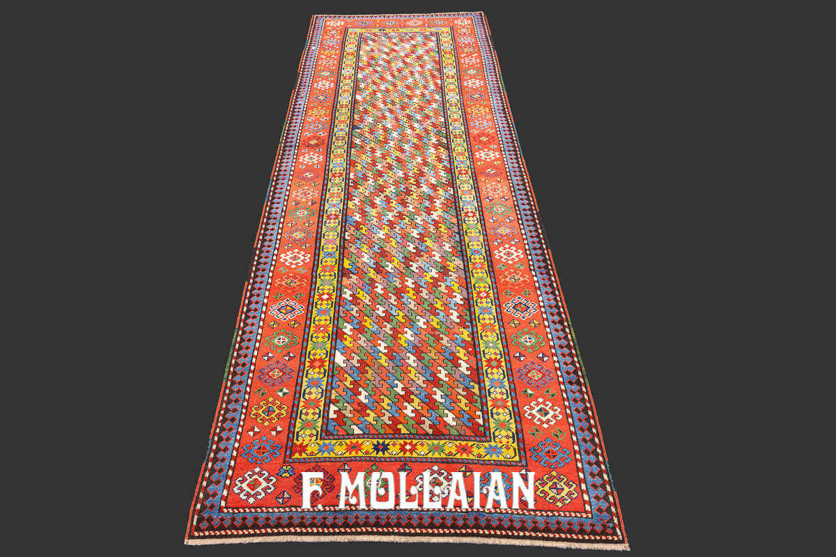 Multicolor All-over Antique Talish Runner Rug n°:43885087